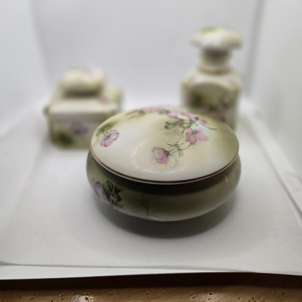 Beautiful Hand Painted Nippon vanity set 3 pc